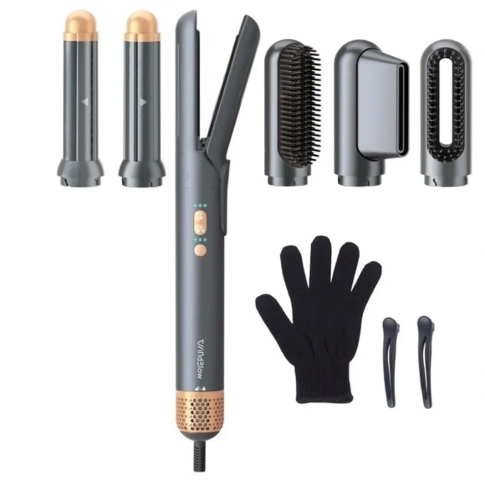 Hair Dryer Brush 6 in 1 Air Styling & Drying Multi-Styler Auto-Wrap Curlers #AM9